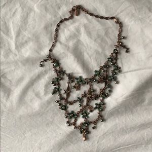 Copper/Rose gold look bird choker necklace